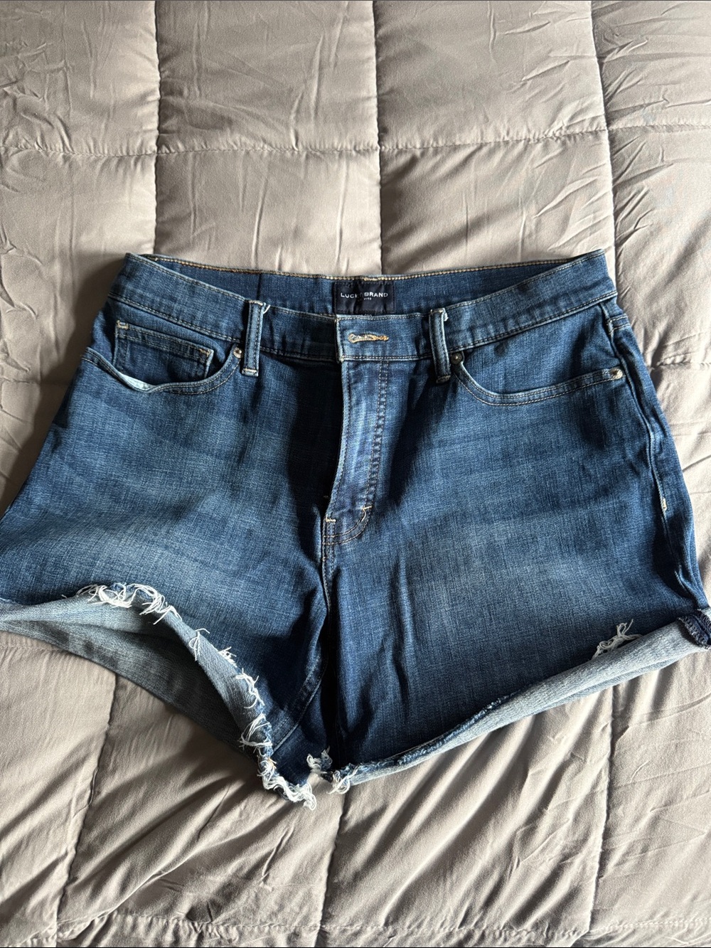 Lucky Brand Dark Blue Distressed Denim Shorts